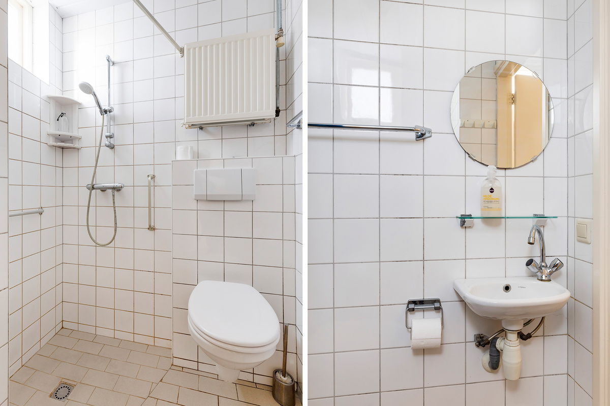 badkamer met douche en toilet van witvink huisje op schiermonnikoog