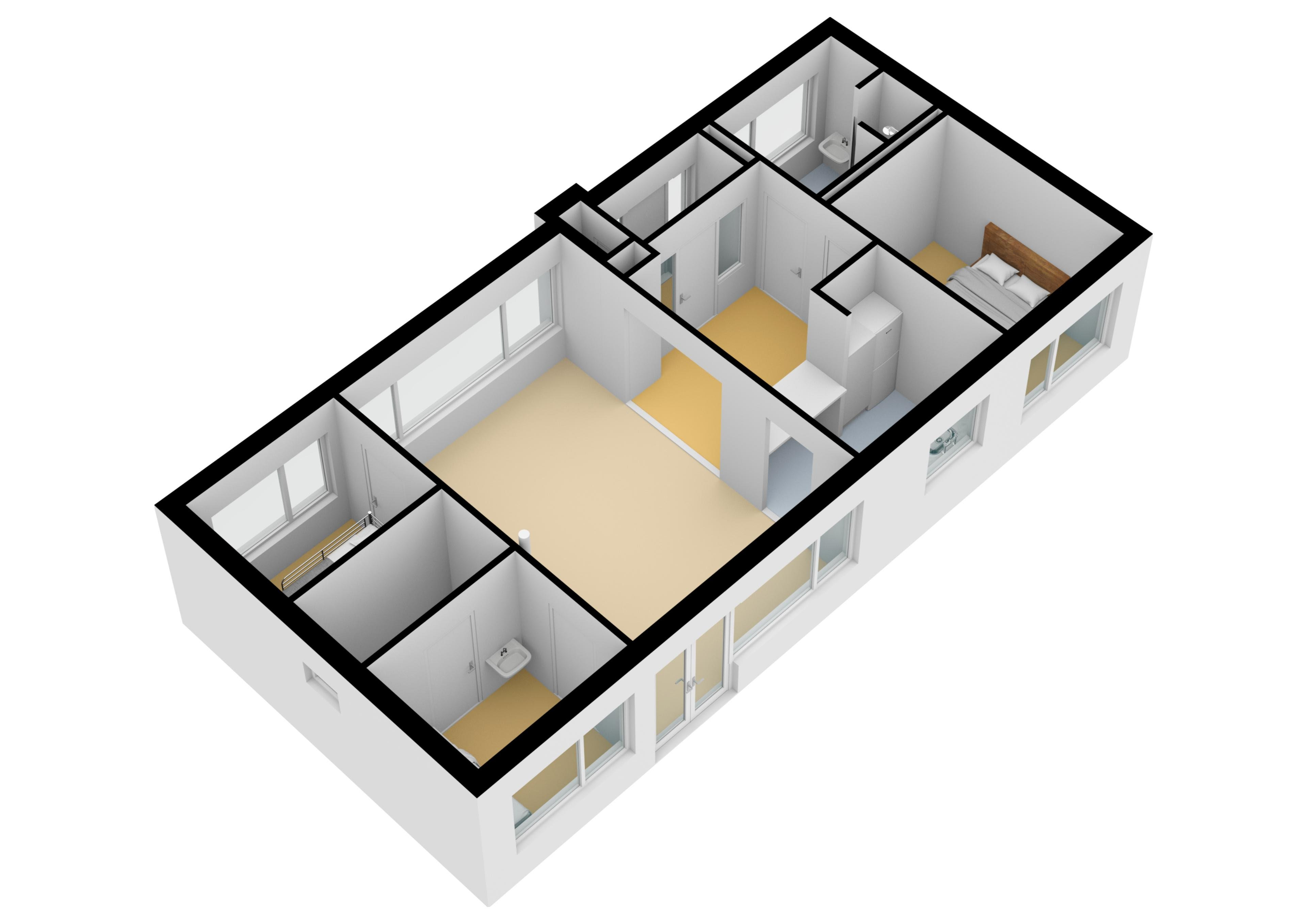 3D plattegrond van vakantiehuisje schiermonnikoog zuiderburen