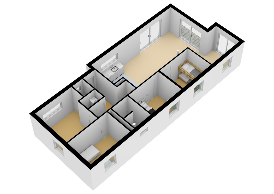 plattegrond 3D hilghehorn bungalow schiermonnikoog